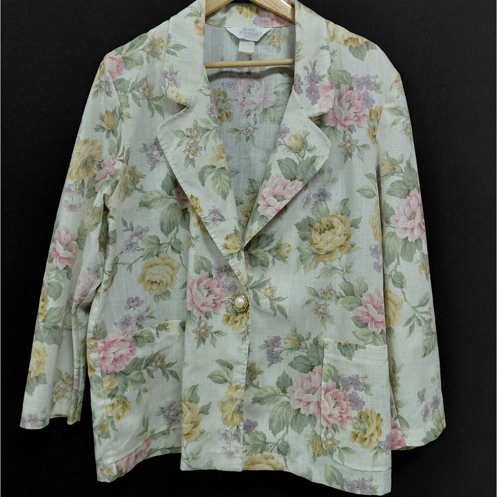 BLAIR BOUTIQUE Floral Blazer Jacket Collared Women See Measurements